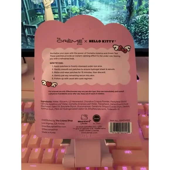 The Creme Shop Hello Kitty Under Eye Patches Calming Hydrogel Green Tea Asiatica - Picture 9 of 9